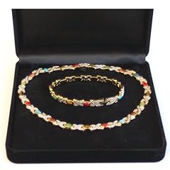 Hydas 1749 Magnetschmuckset, mit farbigen Schmucksteinen, nickelfrei
