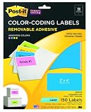 Post-it Super Sticky Removable Color Coding Labels, 2 x 4 Inches, Assorted Neon, 150 per Pack (2700-W)