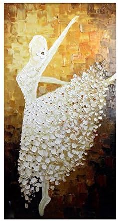 Fanya Unframed Oil painting on canvas, young ballet Girl Ballerina , handpainted Dancer art Wall Decoration 24"x36"