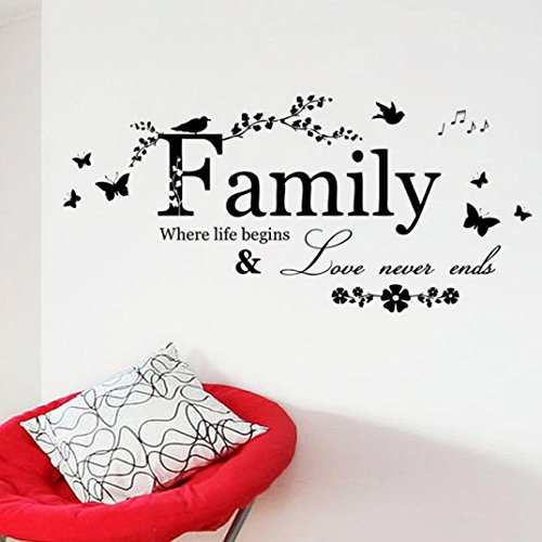 Ussore Wall Sticker Family Flower Butterfly Art Vinyl Quote Art For Kids Home Living Room House Bedroom Bathroom Kitchen Office Home Decoration
