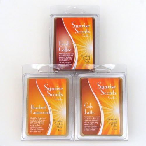 The "Coffee Shop" Set - Scented Melts 3-pack from Sunrise Scents - (set includes Cafe Latte, Fresh Coffee and Hazelnut Cappuccino)
