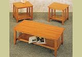 3 Piece Oak Coffee Table Set Solid Wood End Tables