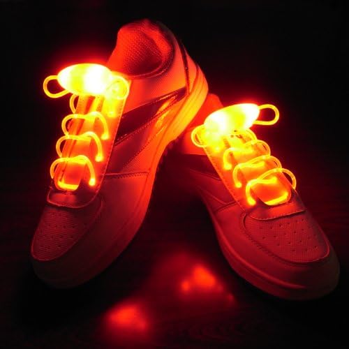 BluWhale LED Shoelaces Light Up Shoe Laces with 3 Modes in 5 Colors Disco Flash Lighting the Night for Party Hip-hop Dancing Cycling Hiking Skating -type B (Red)