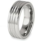 Grooved Polished Tungsten Carbide Ring (8.0mm) - Sizes 8 - 13