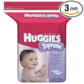 Huggies Supreme Baby Wipes, Refill, 184-Count Pack (Pack of 3) [Package May Vary]