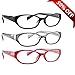 Reading Glasses 3 Pack with Red, Black & Grey Always Have a Stylish Look & Crystal Clear Vision When You Need It! Comfort Spring Arms & Dura-Tight Screws 100% Guarantee +2.00