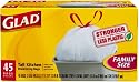 Glad Tall Kitchen Drawstring, White, 13 Gallon, 45 Count