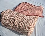 Tilonia Home: Queen Quilt - Centipede Stripe & Sprig in Cranberry Red Tilonia Home: Queen Quilt - Centipede Stripe & Sprig in Cranberry Red