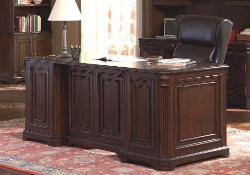 Rich Dark Finish Home Office Writing Desk with Storage Drawers