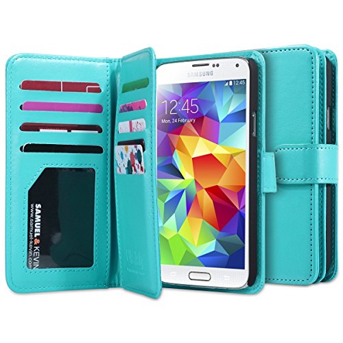 Galaxy S5 Case, ULAK Multi Card Slots Series Magnetic Wallet Case Cover for Samsung Galaxy S5 SV Galaxy S V i9600- Light Blue