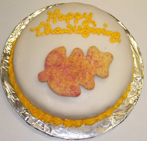 Carrot Decorated Cake Single Layer 8 Round Topped with Leaf Sugar Cookie Golden Yellow... by Scott
