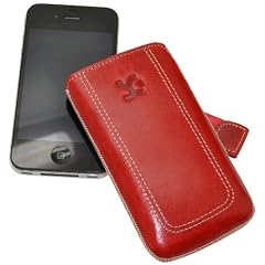 Suncase Ledertasche (Lasche mit R�ckzugfunktion) f�r iPhone 4 / iPhone 4S in Rot