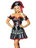 Sale Pirate Costume Captain Jackie Women's 3 Piece Set Dress Apron and Hat Size M 8 10