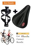 Best GEL BIKE SEAT COVER BUNDLE comfortable soft bicycle saddle seating cushion pad for men & women with FREE Water Bottle Holder Cage. Excercise with comfort Save $$ with Top Biking Value Pack Sale!