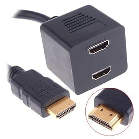 ECOMGEAR(TM) 1 X HDMI Male To 2 x HDMI Female Splitter Adapter Cable