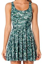 General Print Pleated Above the Knee Polyester/Spandex Skater Dress/Mini Dress 