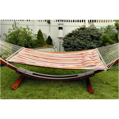 Bliss Hammocks Euro Quilted Hammock - Red/Orange/White Stripe