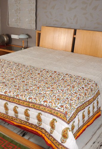 Imagen 2 de Étnico a mano individual Tamaño Bed Jaipuri Reversible indio Boho algodón acolchado tamaño de 90 x 60 pulgadas