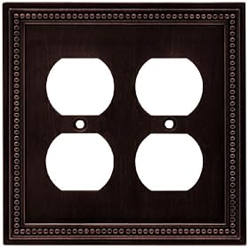 Liberty Hardware 64402 Beaded Double Duplex Wall Plate, Venetian Bronze