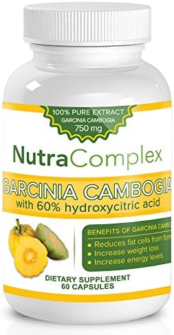 NutraComplex Ultimate 100% Pure Garcinia Cambogia Extract with HCA, Extra Strength, Clinically Proven. Made in the USA. New and Improved Formula, Pharmaceutical Grade (60 capsules)