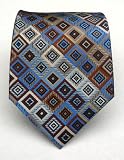 100% Silk Woven Brown and Blue Patterned Tie