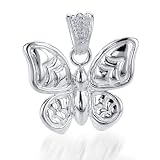 Sterling Silver Butterfly Pendant W/Diamond