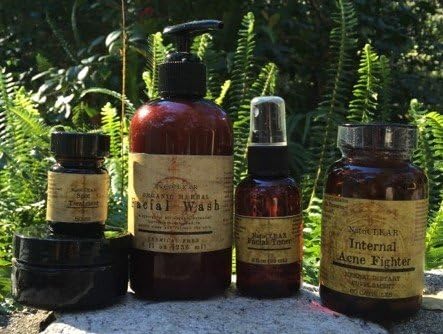 100% Organic Nontoxic Natural Vegan Acne Treatment Deluxe System: Full Cleansing, Complete Treatment, Facial Exfoliator, Spot Treatment, and Vitamins and Minerals to Work From the Inside Out! - Paraben Free Chemical Free - BE GOOD TO YOUR SKIN AND BODY!!