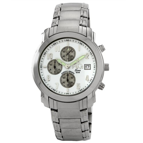 Fujitime Men's M3501-D ''Tenryuiji Series'' White Chronograph Stainless Steel Watch
