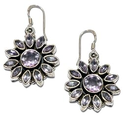 Amethyst Dangle-earrings Sterling Silver Jewelry 1.5 Inches