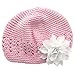 My Lello Infant Baby Girl's Crochet Beanie Hat with Flower Light Pink/White