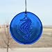 Seahorse Window Suncatcher in Cobalt Glass - 4.25" in Diameter - Made From Recycled Glass
