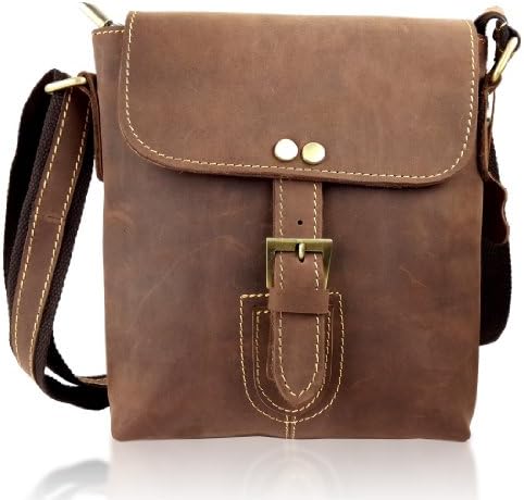 Handtailor Coffee Leather Casual Style Messenger Bag. Mens Bag. Ipad Mini Bag-2079