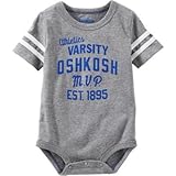 オシュコシュ OSHKOSH/ バーシティロゴボディスーツ ヘザー ロンパース半袖 6ヶ月【並行輸入】