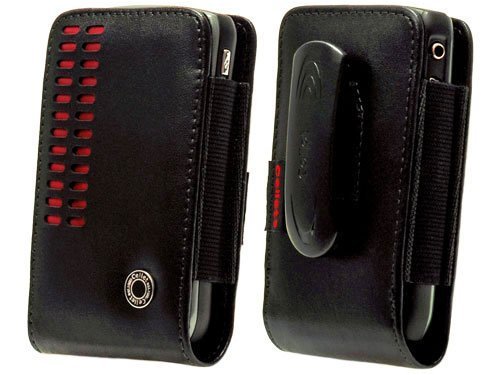 Cellet Blackberry Curve 8300, 8310, 8320 & 8330 Black & Red Bergamo Case with Cellet Removable Spring Belt Clip