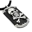 Black Leather Skull Dog Tag