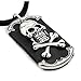 Black Leather Skull Dog Tag title=