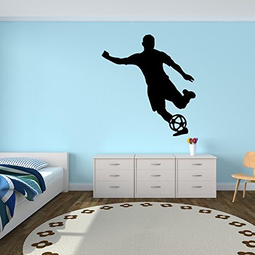 Soccer Player Black Wall Decal - 48" Peel and Stick Removable Graphic
