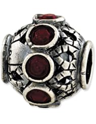 Sterling Silver Reflections Antiqued Dark Red Swarovski Elements Bead