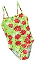Playshoes Mädchen Badeanzug, geblümt UV-Schutz 50+ Badeanzug Hawaii in grün mit bunten Blumen 461023