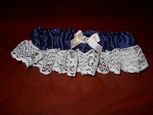 Beautiful Handmade Bridal, Prom, Garter, Navy Blue & Ivory Lace