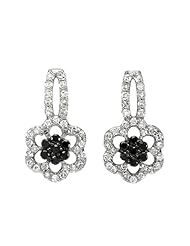 0.40 Carat (ctw) 10K White Gold Black & White Round Diamond Stud Drop Earrings 2/5 CT