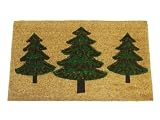 Geo Crafts IE 1190 18 - Inch - by - 30 - Inch PVC Backed Coir Doormat, X - mas Tree - B002GP7ONS
