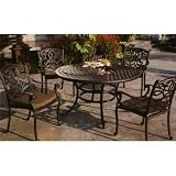 Darlee Santa Monica Cast Aluminum Outdoor Patio Dining Set With Cushions - 52 Inch Round - Antique Bronze
