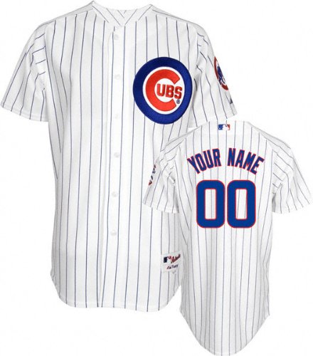 MLB Men's Chicago Cubs Authentic Jersey Personalized (White/Royal Blue Pinstripe, 40/Medium)