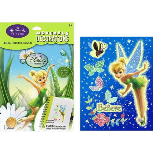 Hallmark 222440 Disney Tinker Bell Glow in the Dark Small Removable Wall Decorations-image
