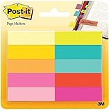 Post-it Page Markers , Assorted Bright Colors, 1/2 x 2-Inches, 50-Markers/Pad, 10-Pads/Pack, 2-PACK