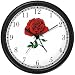 Red Rose - Flower Wall Clock by WatchBuddy Timepieces (Slate Blue Frame)