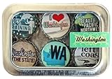 Washington State Bottle Cap 6 pc Magnet Set w/ Case Washington State Bottle Cap 6 pc Magnet Set w/ Case