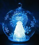 Color Changing LED Glass Globe Angel w/ Book Ornament