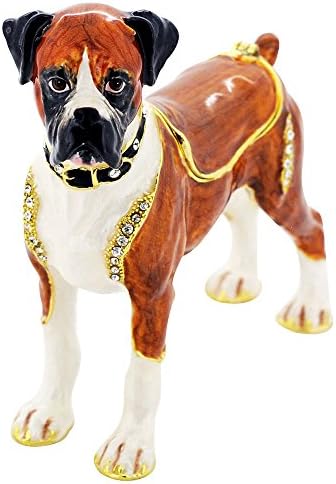 Boxer Dog Trinket Box with Swarovski Crystal